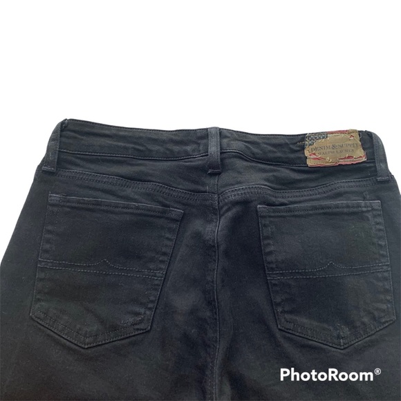 Ralph Lauren Denim Supply Black Distressed Skinny Crop Jeans - Picture 4 of 5
